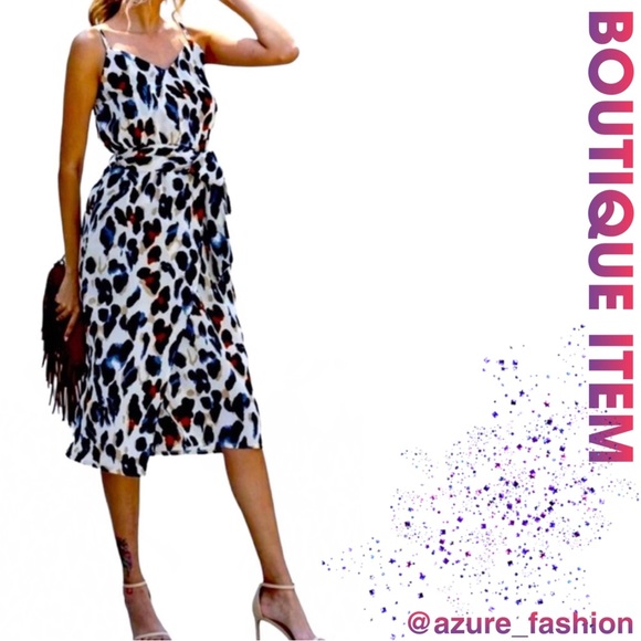 🌟BOUTIQUE Beautiful Animal Print Faux Wrap Cami Dress with Belt! - Picture 3 of 6